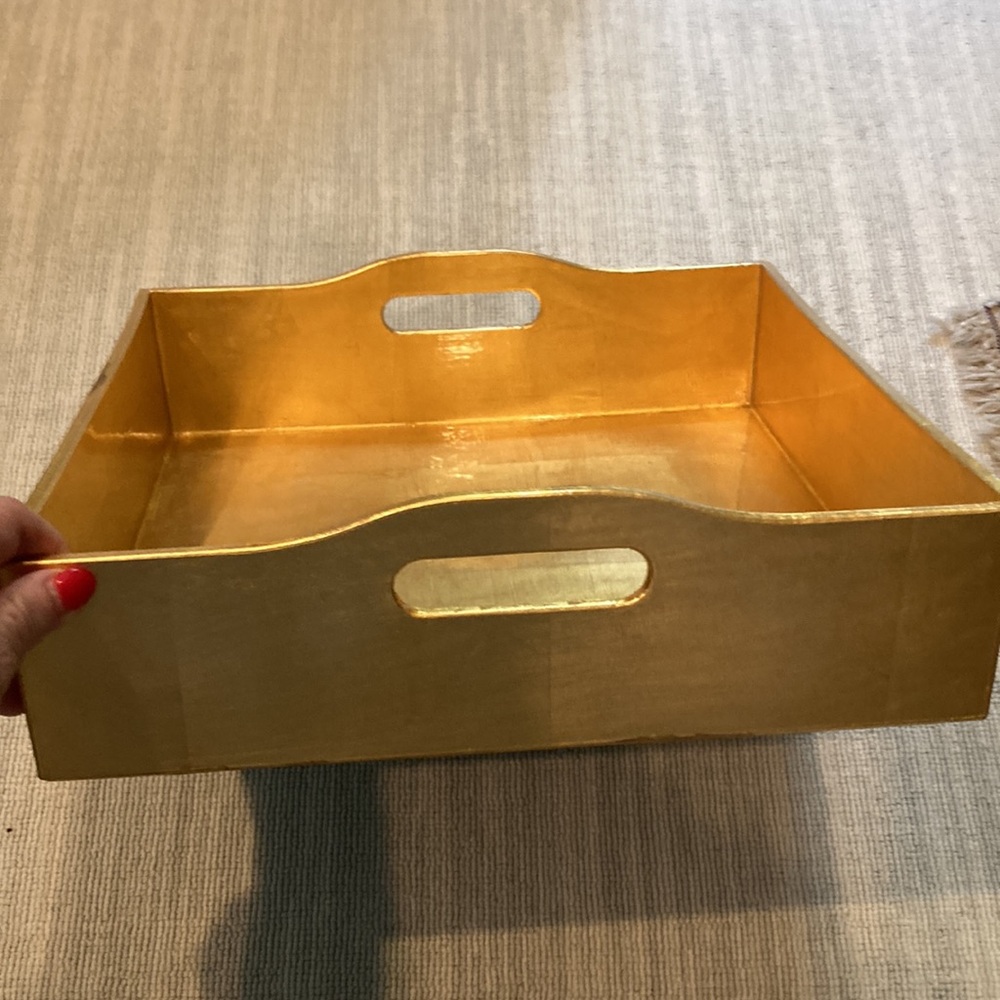 Gold Lacquered Tray. 14 x 14 x 4.  Lovely!